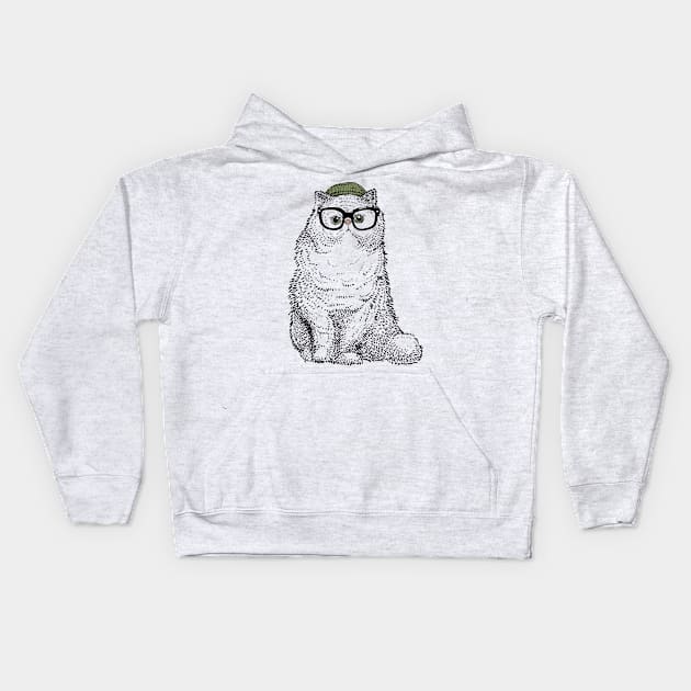 hipster Cat cat Kids Hoodie by huebucket